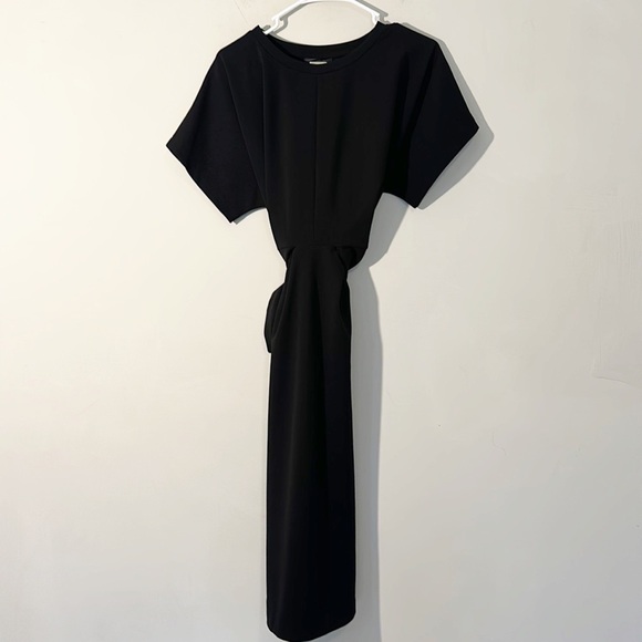 $225 Alexia Admor Black Ricki Midi Quiet Luxury tie Dress women size Medium - Picture 8 of 11